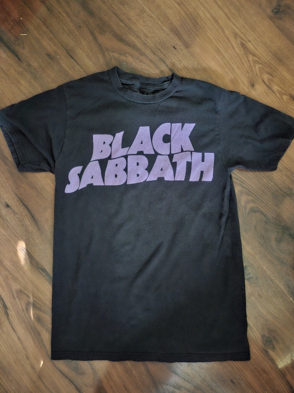 Black Sabbath Logo Short Sleeve Tee - Black with Purple Print